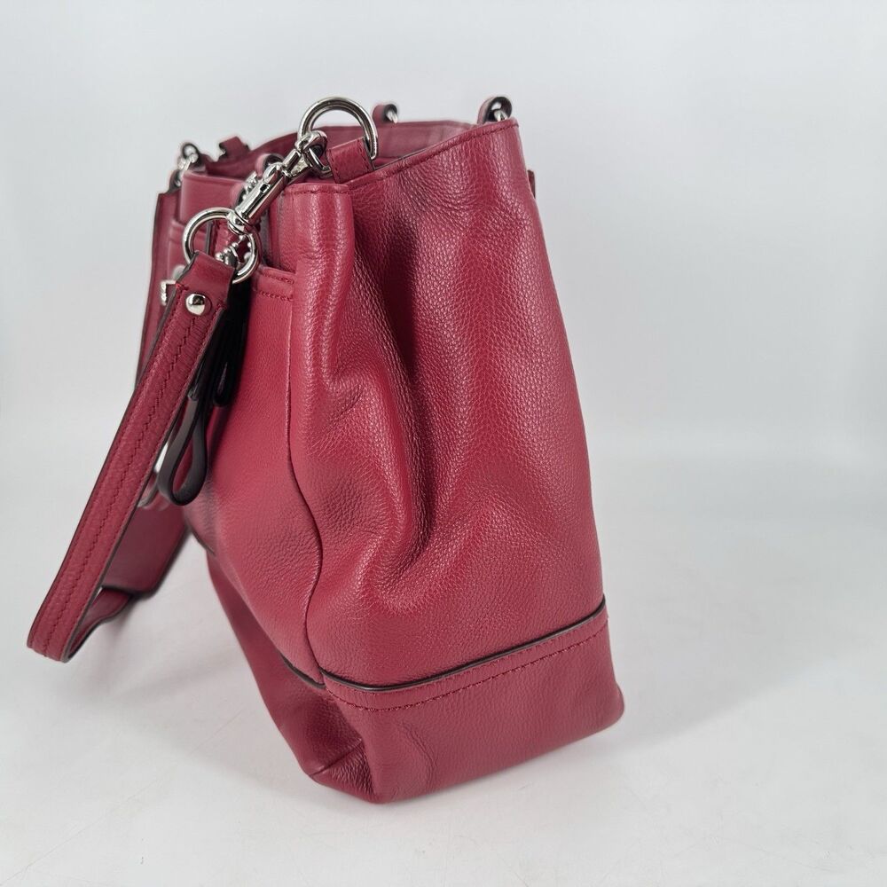 Coach F23268 Red Leather Carryall Tote Satchel Large Turn Lock Strap - Picture 3 of 12